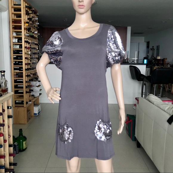 Vintage Vie Ta Vie Paris Sequin Sleeve Party Dress - Picture 3 of 16